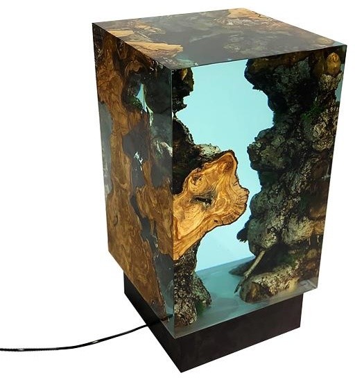 Big Ocean Cube Lamp, Epoxy Resin & Wood - Contemporary - Table Lamps - by  Arditi Design Inc | Houzz
