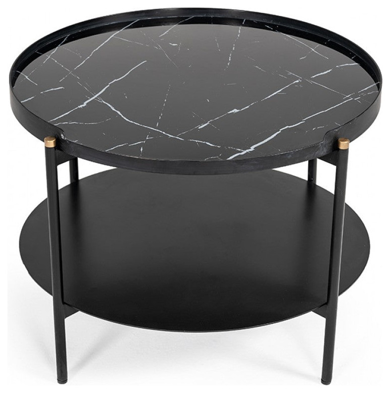 Stevan Modern Round Black Metal Coffee Table Contemporary Coffee