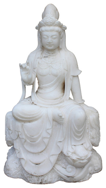 Chinese White Marble Stone Sitting Kwan Yin Tara Bodhisattva Statue Chinese White Marble Stone Sitting Kwan Yin Tara Bodhisattva Statue Cs2397 Asian Garden Statues And Yard Art By Golden Lotus Antiques