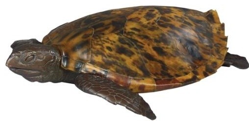 Sculpture TRADITIONAL Lodge Seat Turtle Resin Hand-Painted Hand-Cast