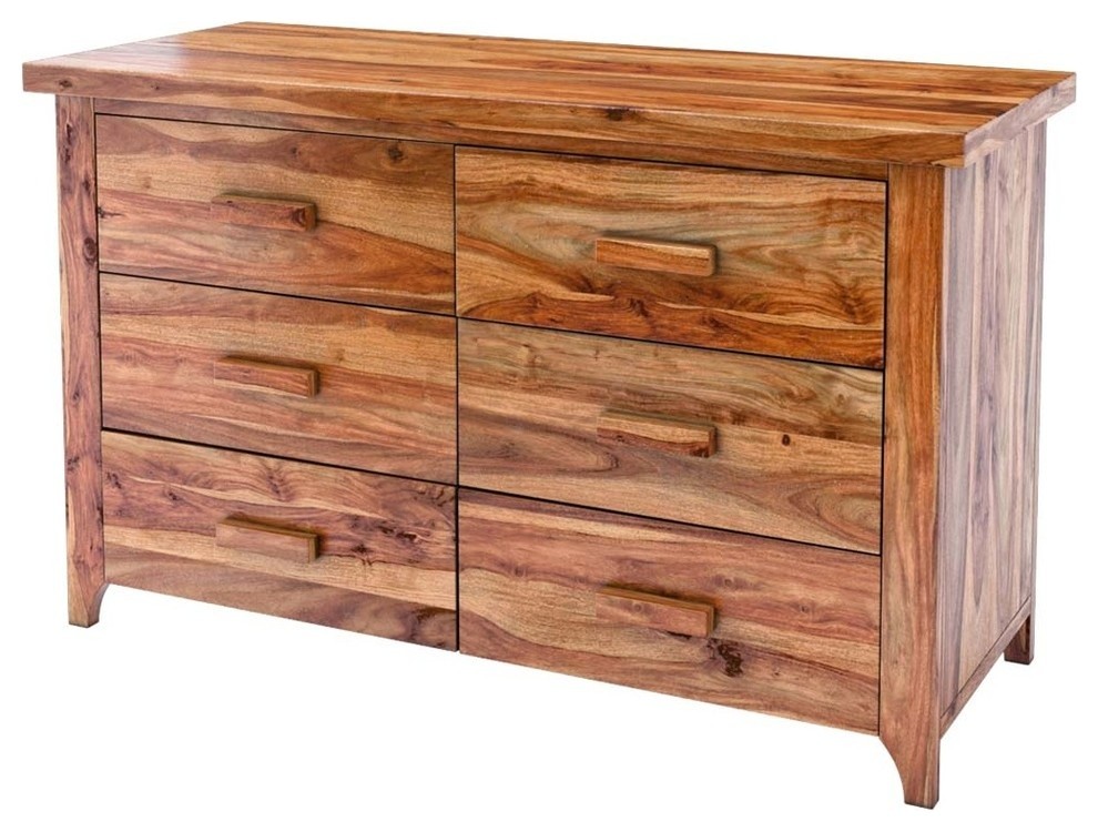 Delaware Rustic Solid Wood Bedroom Dresser With 6 Drawers