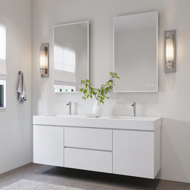 White High Gloss Under Sink Bathroom Storage Cabinet Wash Stand Basin Organizer 