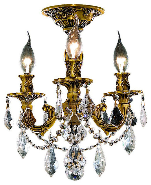 Elegant Lighting Rosalia Flush Mount 3-Light French Gold With Elegant Cut