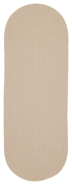 Lullaby Childrens Solid Braided Rug Sand Beige 2'x6' Oval