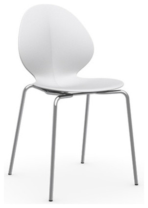 basil Chair, Matt Optic White, Chrome Frame, Set of 2 Chairs