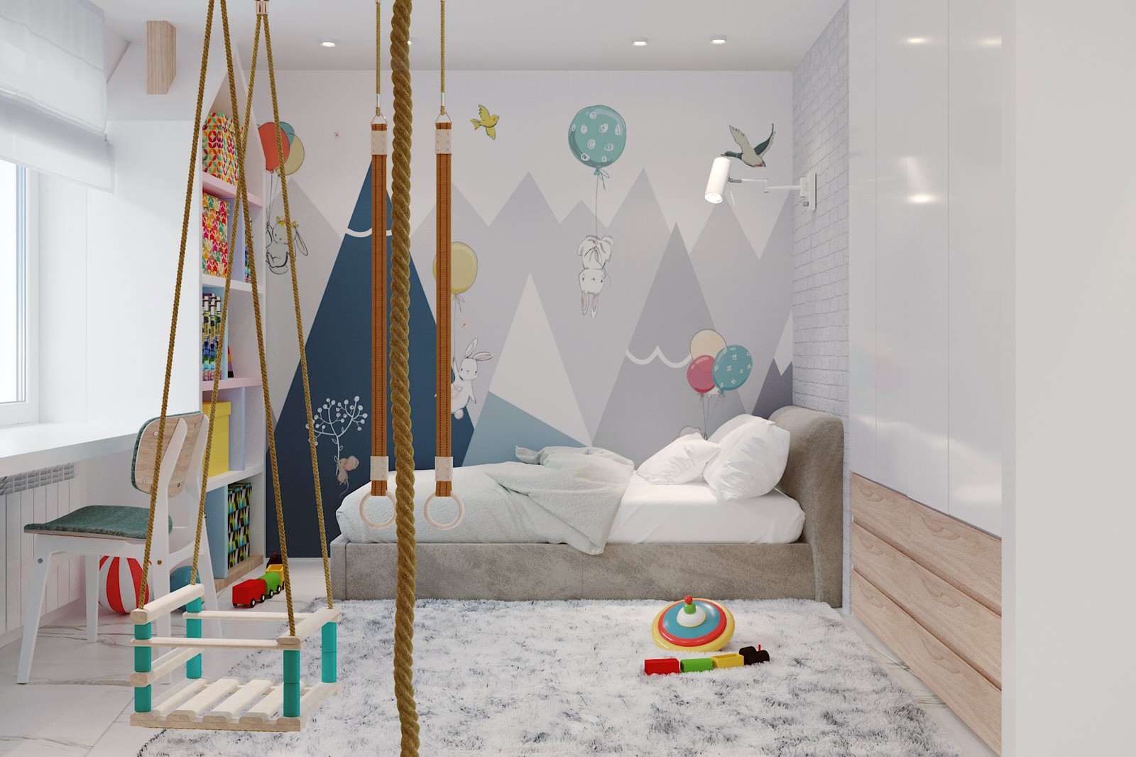 Светлые,минималистичные с сочными зелеными акцентами интерьеры