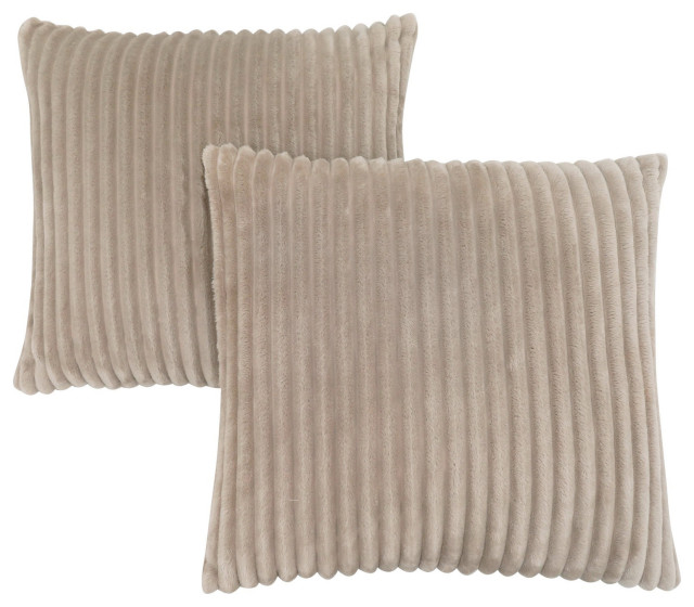 Pillows, Set Of 2, 18 X 18 Square, Insert Included, Polyester, Beige