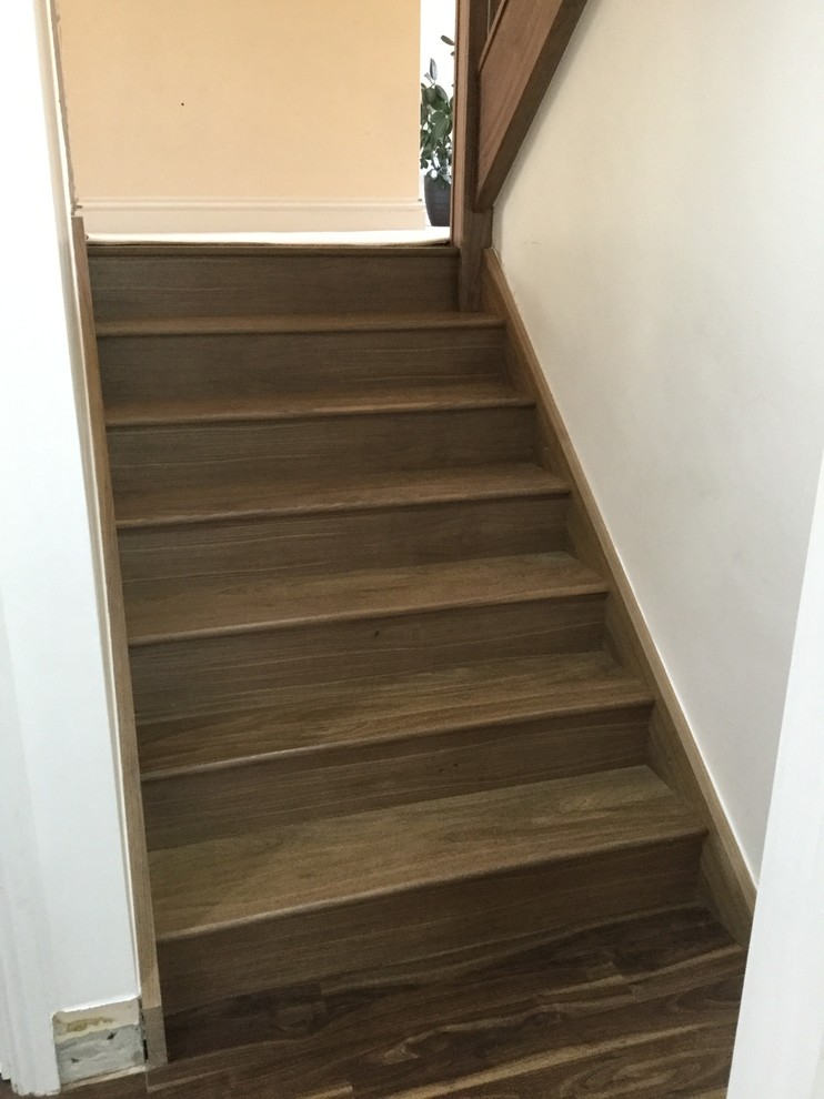 Walnut Staircase and Refurbishment with Glass