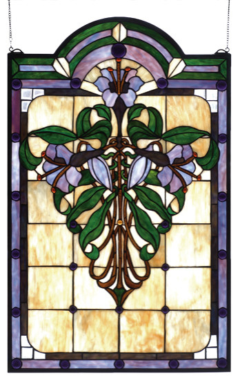 22W X 35H Nouveau Lily Stained Glass Window