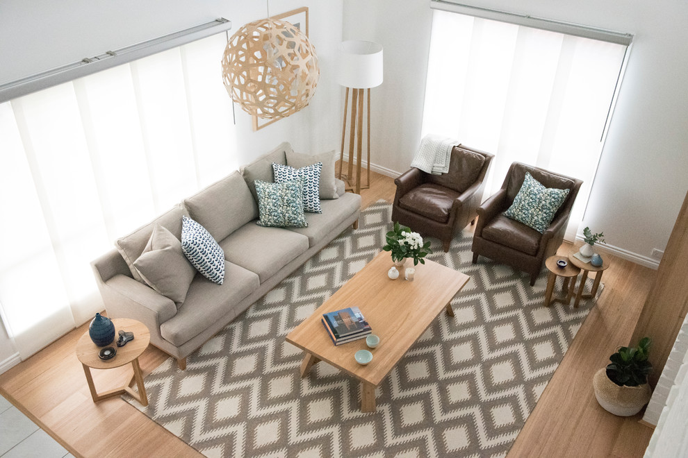 Design ideas for a scandinavian living room in Brisbane.