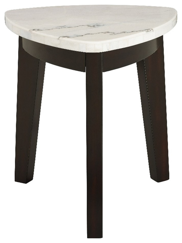Francis White Marble Top End Table with Ebony Black Base Transitional