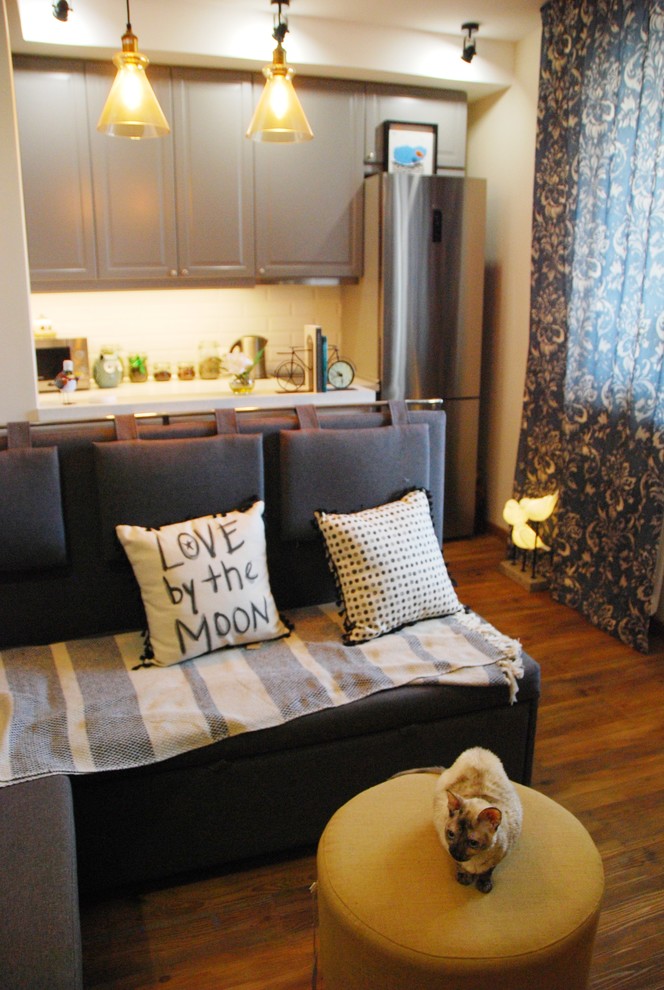 Кухня-гостиная в скандинавском стиле "Туманный Петербург"