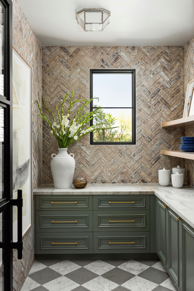 Example of a transitional home design design in Phoenix