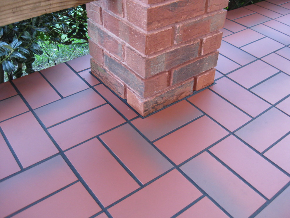 Basketweave With Quarry Tile Over Concrete Patio Traditional