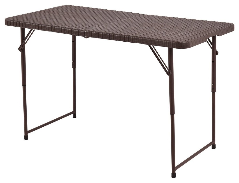 Modern 4' Portable Folding Rattan Table Contemporary Folding Tables