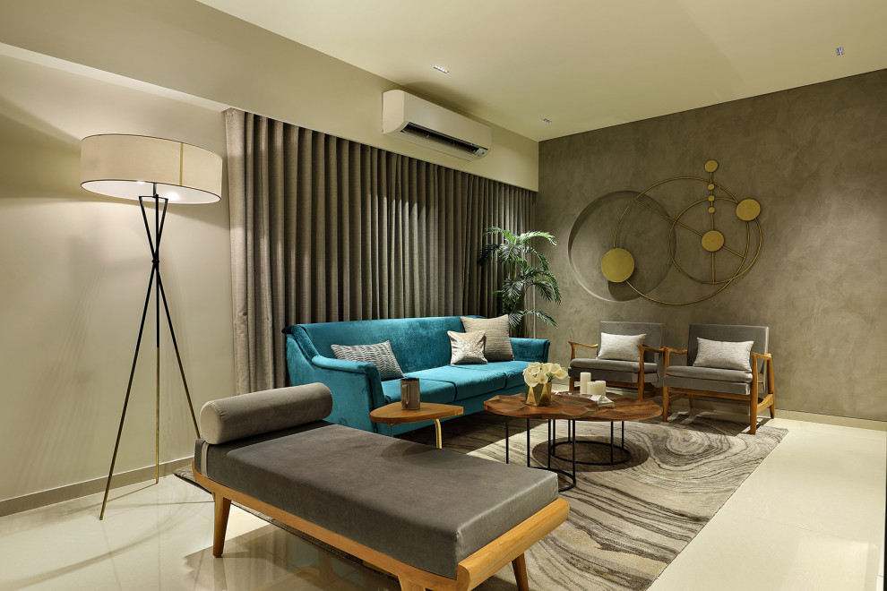 Design ideas for a contemporary living room in Ahmedabad.