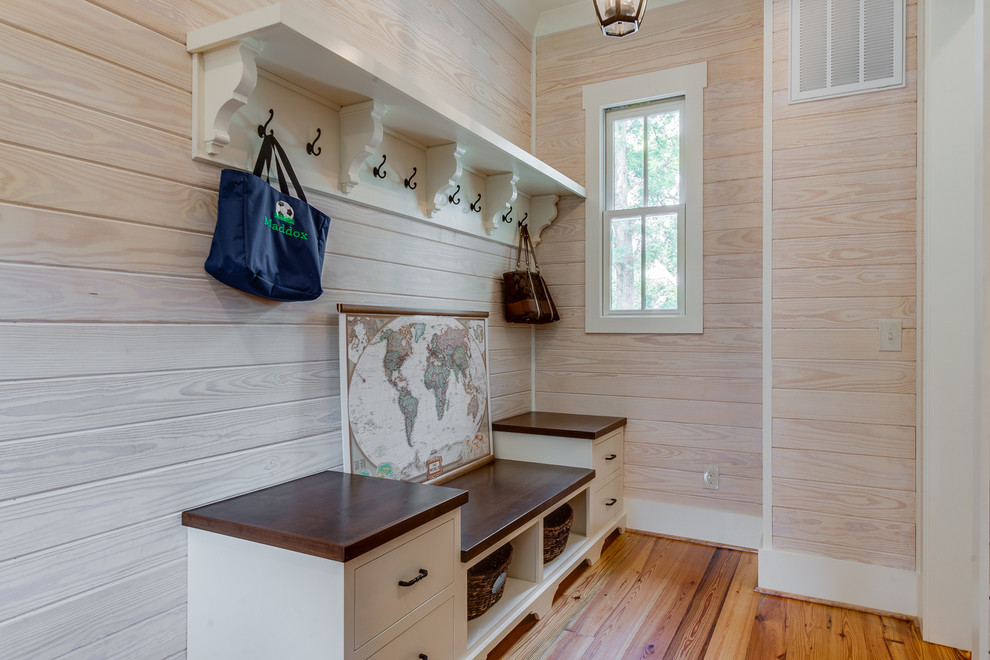 Photo of a country mudroom in Charlotte.
