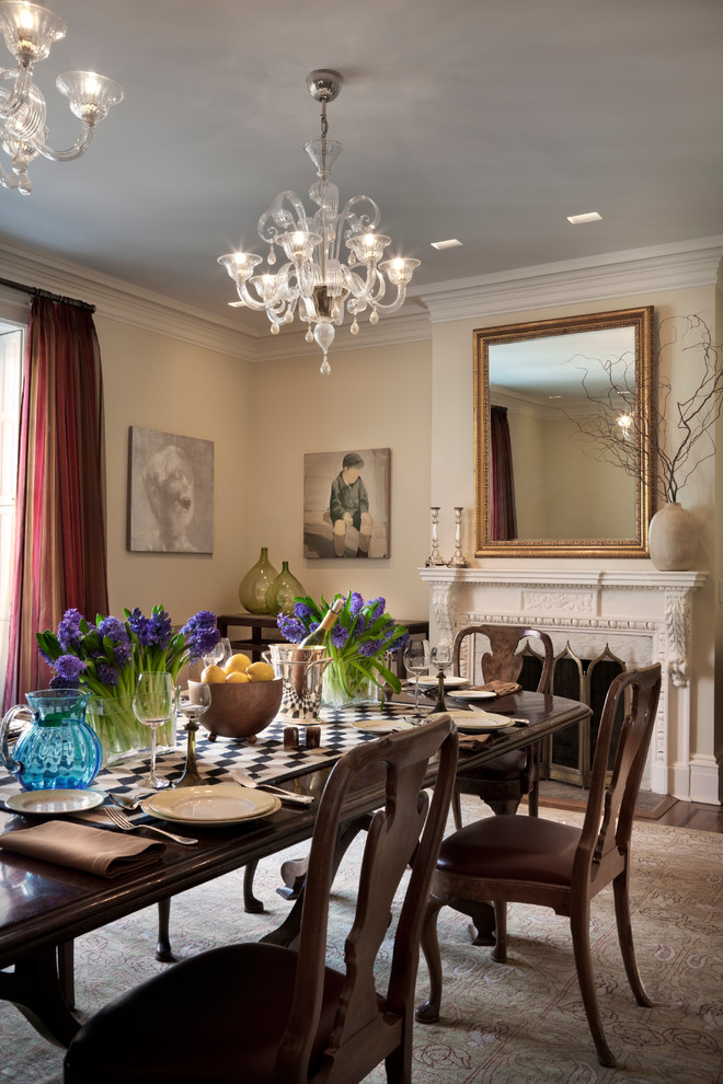 This is an example of an expansive traditional dining room in New York.
