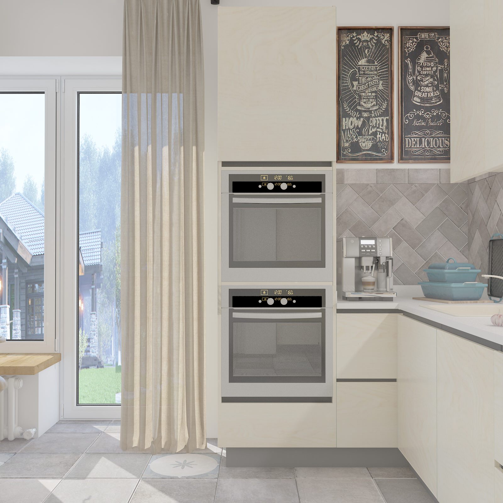 Проект. Интерьер дома в эко стиле (160 кв м)