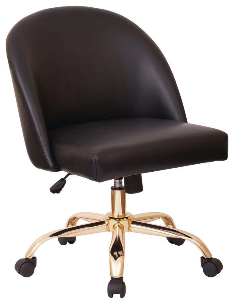 Elegant Office Chair, Golden Base With Padded Seat & Curved Back ...