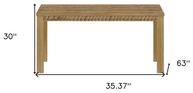 35" Walnut Light Brown Rectangular Solid Wood Dining Table - Farmhouse ...