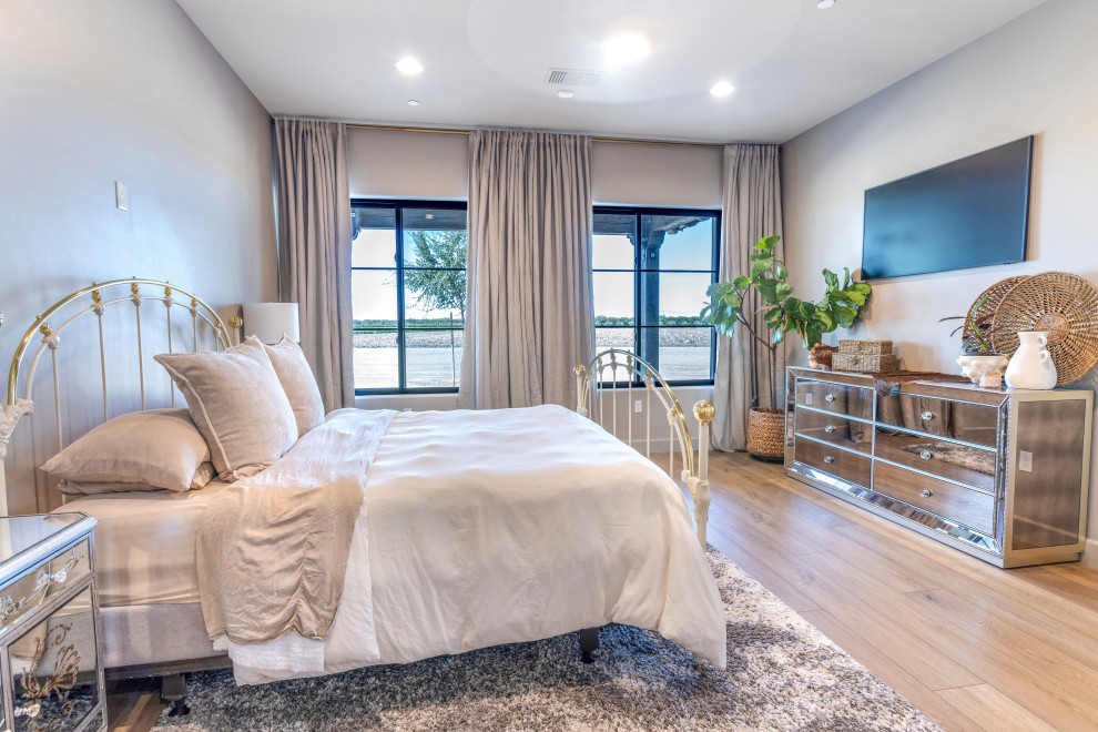 Primary Bedroom Bed and Window Wall | Tuscan Farmhouse