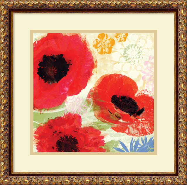 Meringue 'Poppies Painterly II' Framed Art Print 18"x18"