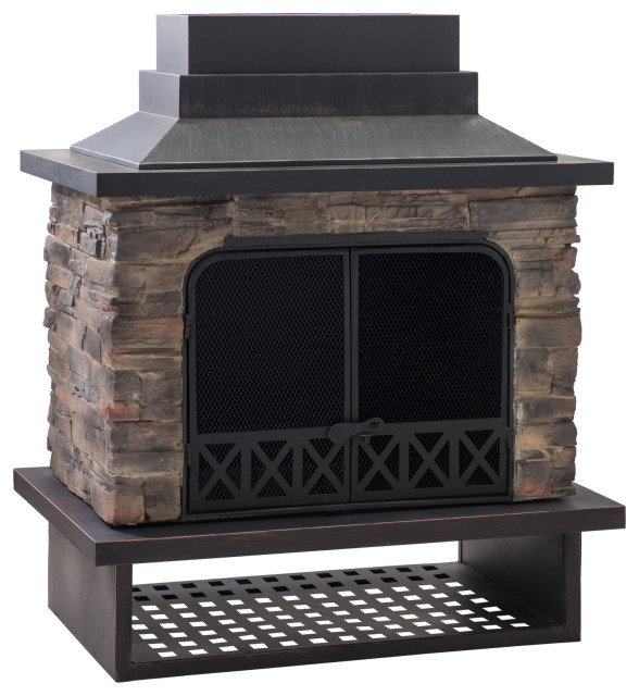 Sunjoy Wood Burning Outdoor Fireplace Modern Outdoor Fireplaces
