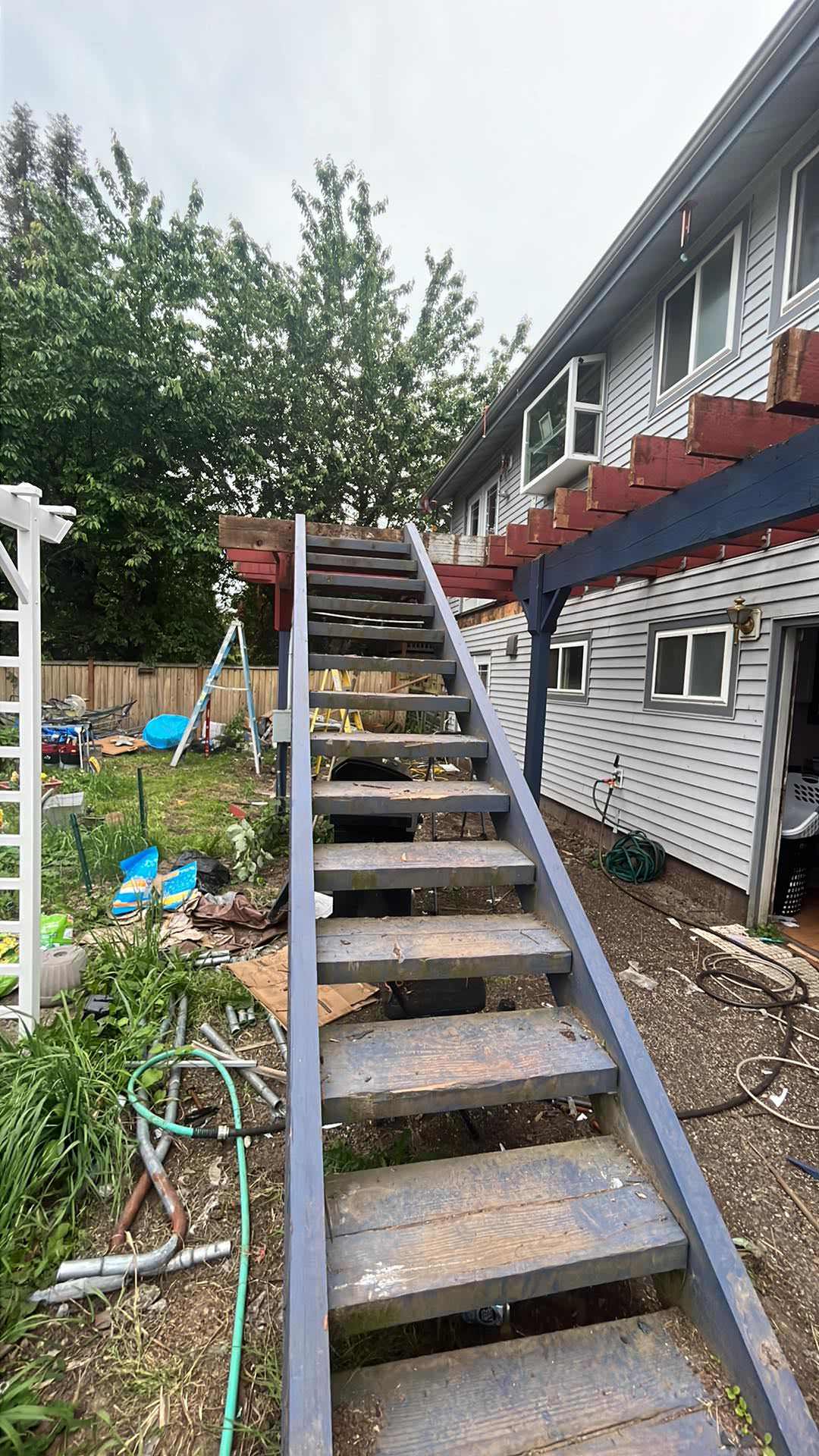 Deck Reconstruction, Stain & Roof Build