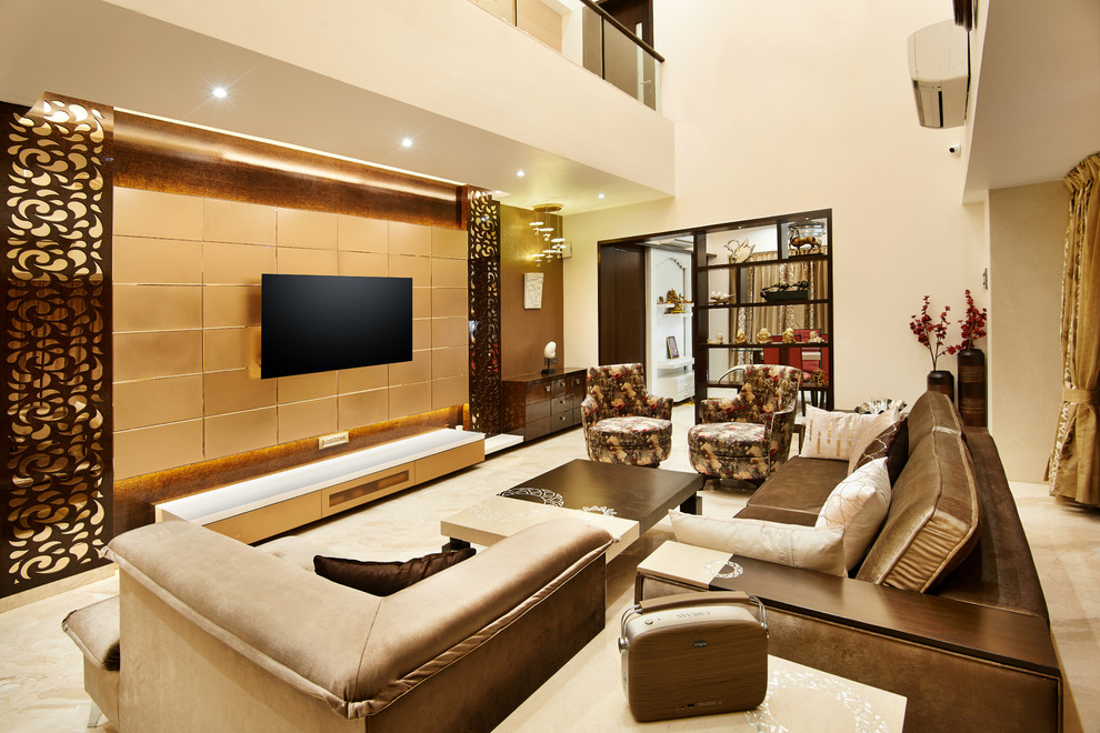 This is an example of a contemporary living room in Pune.