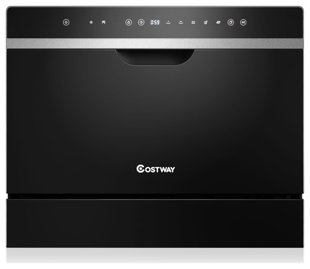 Countertop Dishwasher, 6 Place Setting Countertop Machine w/ 5 Washing