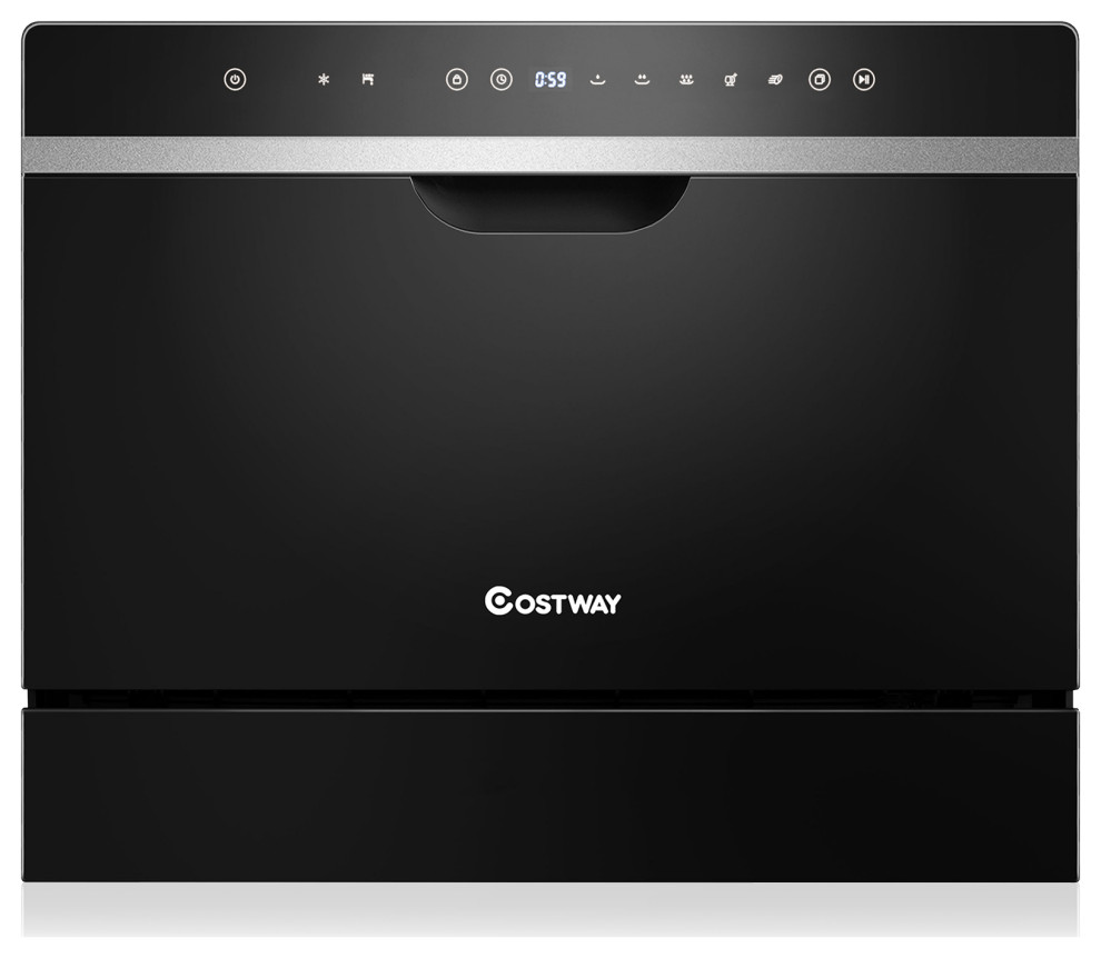 Countertop Dishwasher, 6 Place Setting Countertop Machine w/ 5 Washing