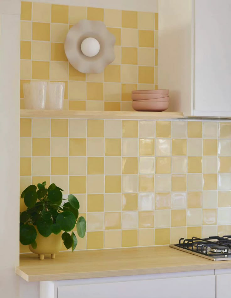 faience carrelage jaune cuisine decoration d'interieur