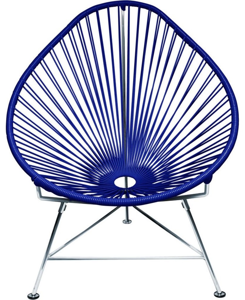 Innit Designs Acapulco Chair, Chrome Base, Deep Blue