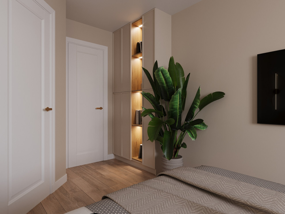 Бежевый в спальне .