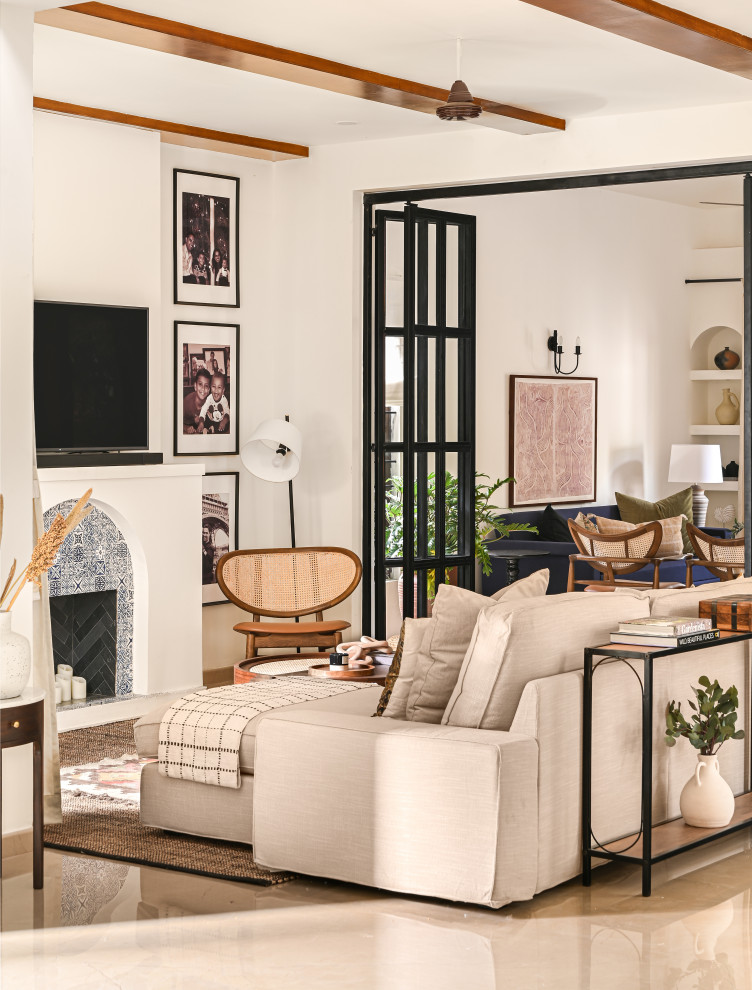 This is an example of a Mediterranean living room in Bengaluru.
