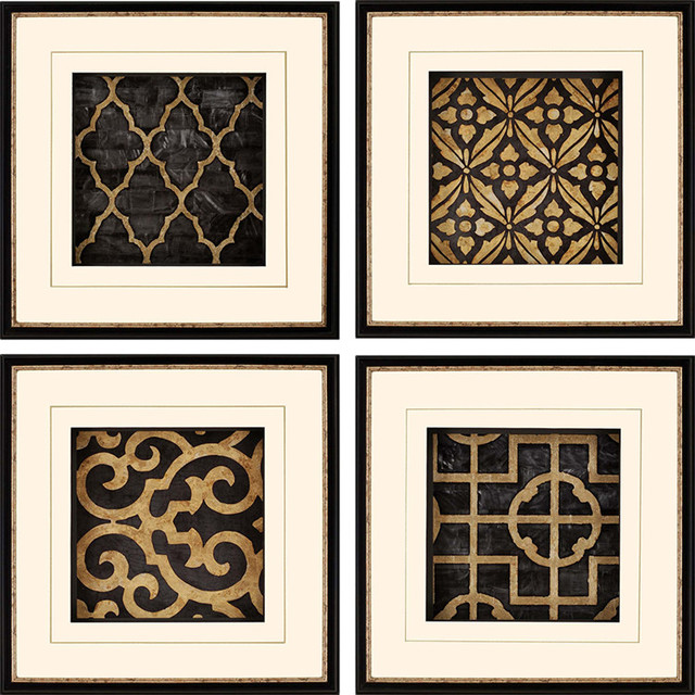 Framed Wall Art Sets geometric frames, set of 4, ebony, 21"x21" - traditional - prints Framed Wall Art Sets geometric frames, set of 4, ebony, 21"x21" - traditional - prints