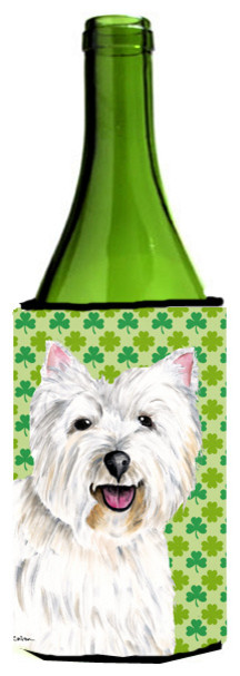 Westie St. Patrick's Day Shamrock Portrait Wine Bottle Beverage Insulator Bever