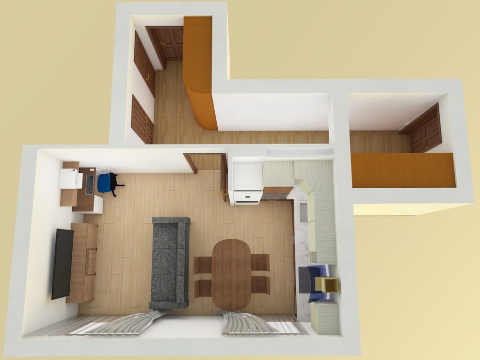 Кухня-гостиная в двухкомнатной квартире