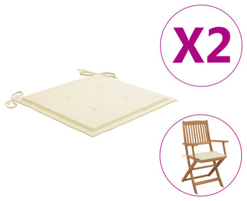 vidaXL Chair Cushion 2 Pcs Outdoor Patio Seat Cushion Cream Oxford Fabric