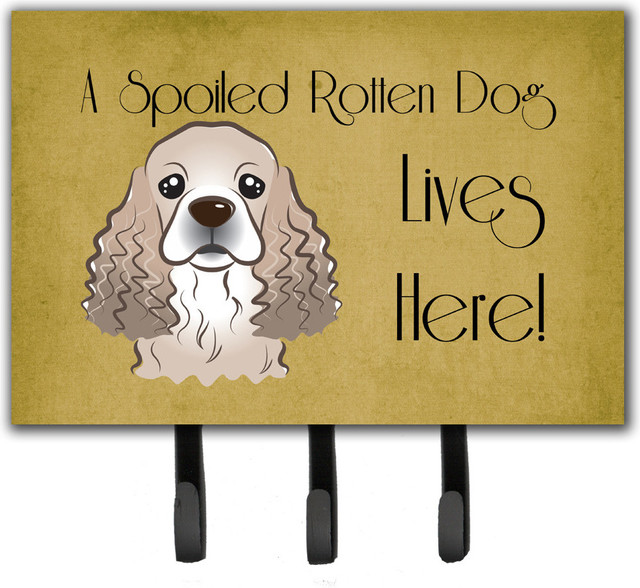 Cocker Spaniel Spoiled Dog Lives Here Leash/Key Holder Contemporary
