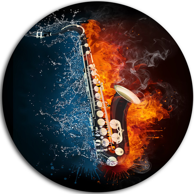 Saxophone, Music Photography Round Wall Art, Disc of 23 inch ...