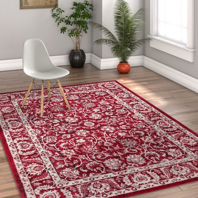 Well Woven Amba Sonoma Traditional Distressed Red Area Rug 7 10 X9