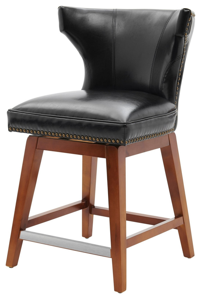 Howie Bonded Leather Swivel Counter Stool Transitional Bar Stools