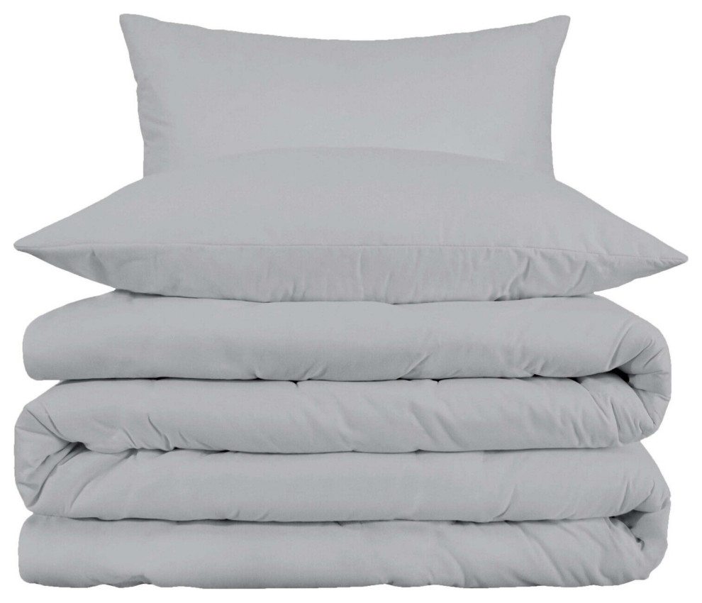 Cotton Blend Duvet Cover and Pillow Sham Set, Full/Queen Transitional