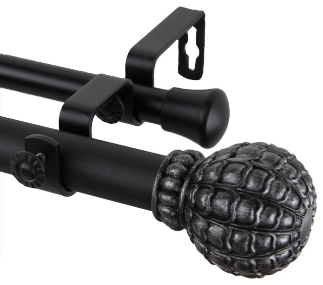 Rod Desyne Home Decorative Pod Double Curtain Rod Black