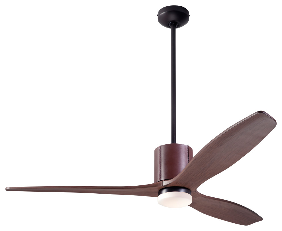 LeatherLuxe Fan, Bronze/Choc., 54" Mahogany Blade With LED, Wall/Remote Control