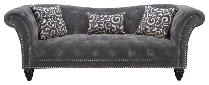 Hutton II Sofa Nailhead With 2 Pillows And 1 Kidney Pillow
