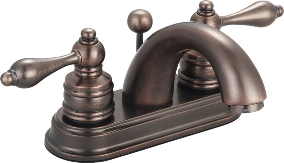 Banner Lavatory Two Lever Handle 4" Centerset Faucet, Vintage Bronze