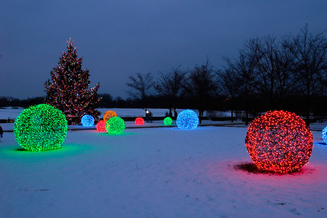 LED Light Balls at the Chicago Botanical Gardens